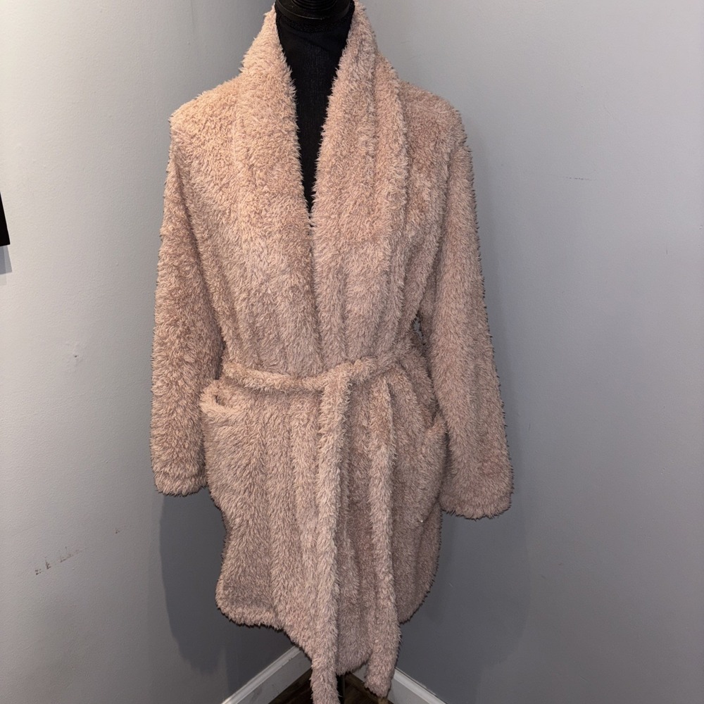 N by Natori Pale Pink Blush Robe Women’s‎ L/XL Belted Short Pockets Comfy